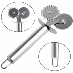 Pizza & Dough Cutter Stainless Steel Wheel Cutter Flat & Fluted