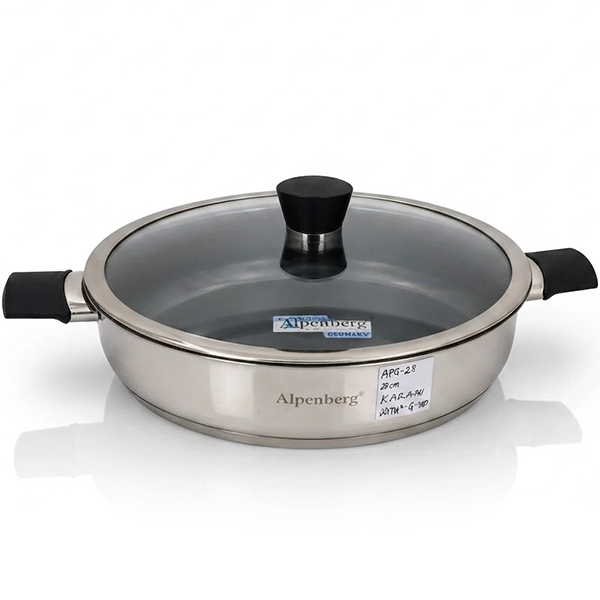 Alpenberg Stainless Steel Karahi With Glass Lid