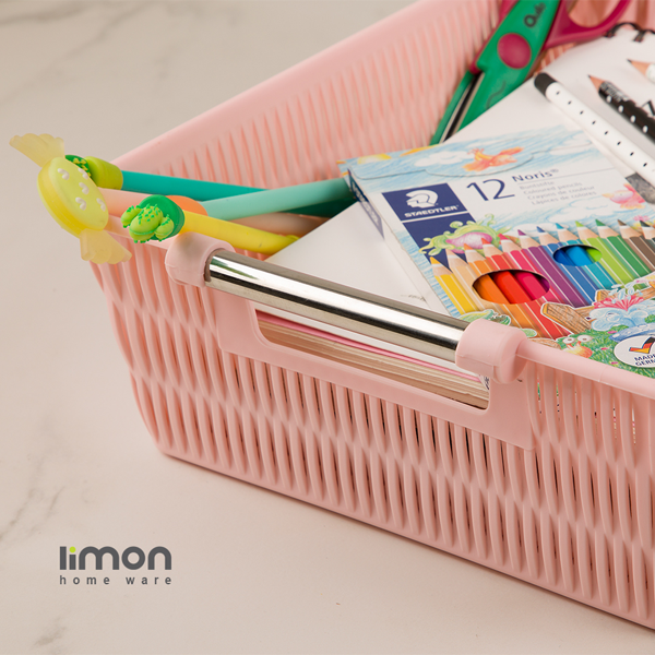 Limon Bamboo Basket With Steel Handle – Bakeware.pk