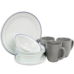 Corelle 16pc Dinner Set - Double Ring Blue