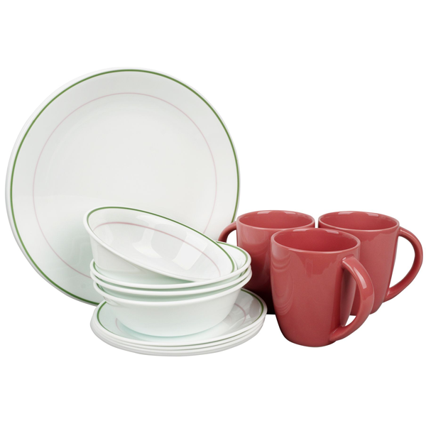 Corelle 16pc Dinner Set Double Ring Green –