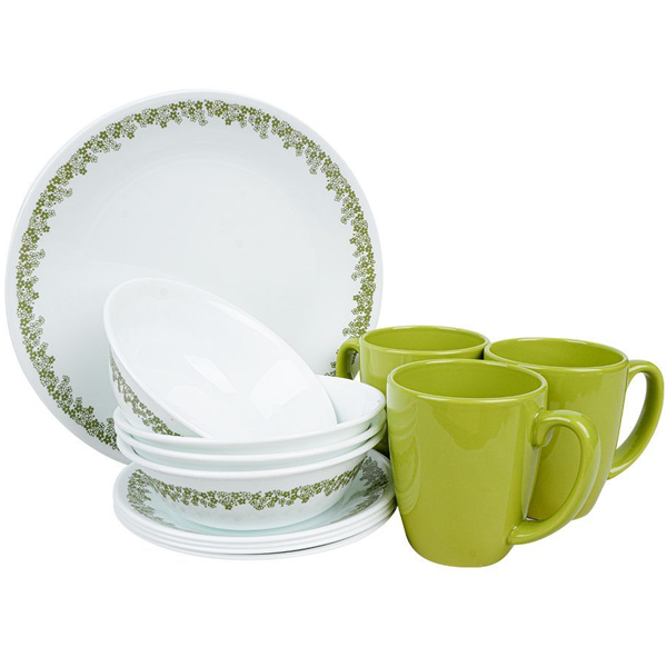Spring Blossom Green Corelle Type Dishes Corelle 16pc Dinner Set