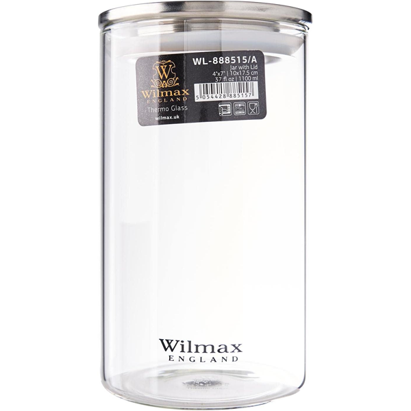 Wilmax Glass Storage Jar with Stainless Steel Lid 1100ml