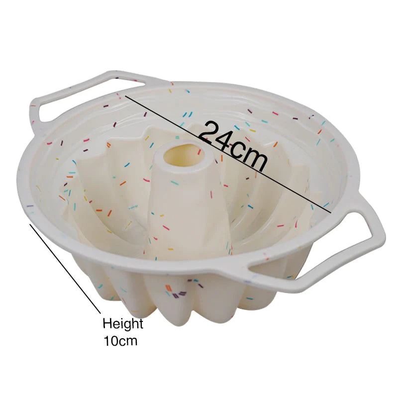 Silicone Bundt Cake Baking Pan with Handles 24cm