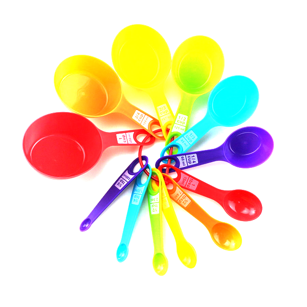 Colourful Measuring Cup & Spoon Set 12 pcs - bakeware bake house kitchenware bakers supplies baking
