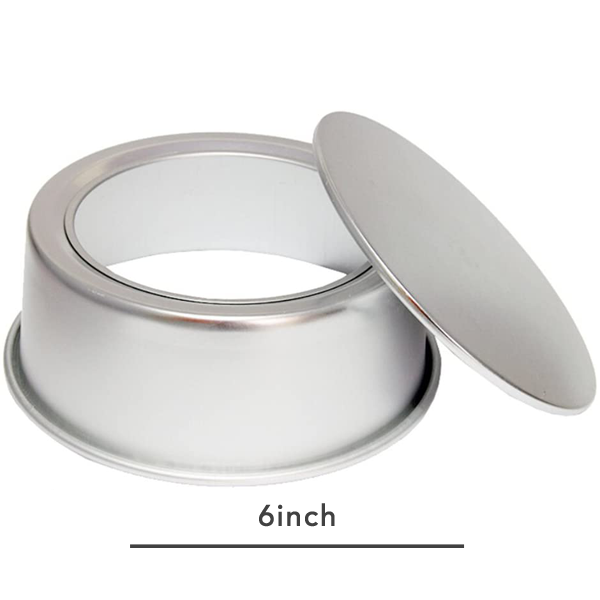 Cake Pan Silver Removable Lid 6in x 2.5in - bakeware bake house kitchenware bakers supplies baking