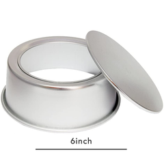 Cake Pan Silver Removable Lid 6in x 2.5in - bakeware bake house kitchenware bakers supplies baking