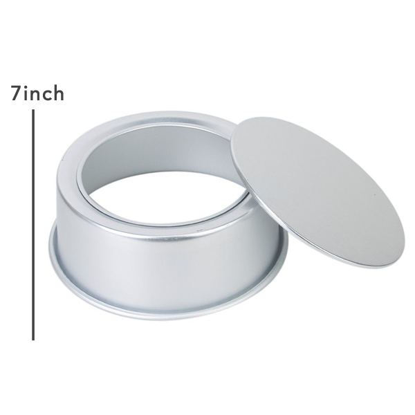 Cake Pan Silver Removable Lid 7in x 2.5in - bakeware bake house kitchenware bakers supplies baking