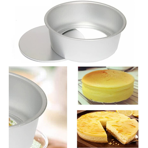 Cake Pan Silver Removable Lid 7in x 2.5in - bakeware bake house kitchenware bakers supplies baking