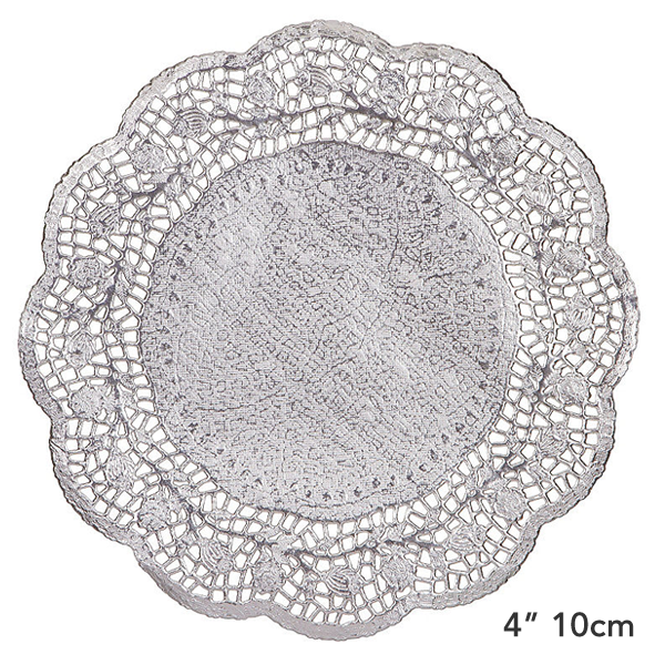Doilies Baking Paper Mat Silver 4" 10cm - bakeware bake house kitchenware bakers supplies baking