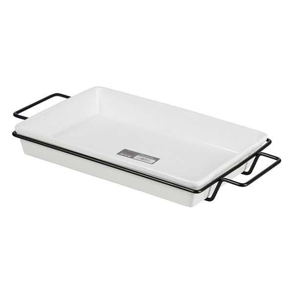 Brilliant Rectangular Plate With Iron Stand, 12.5 Inches