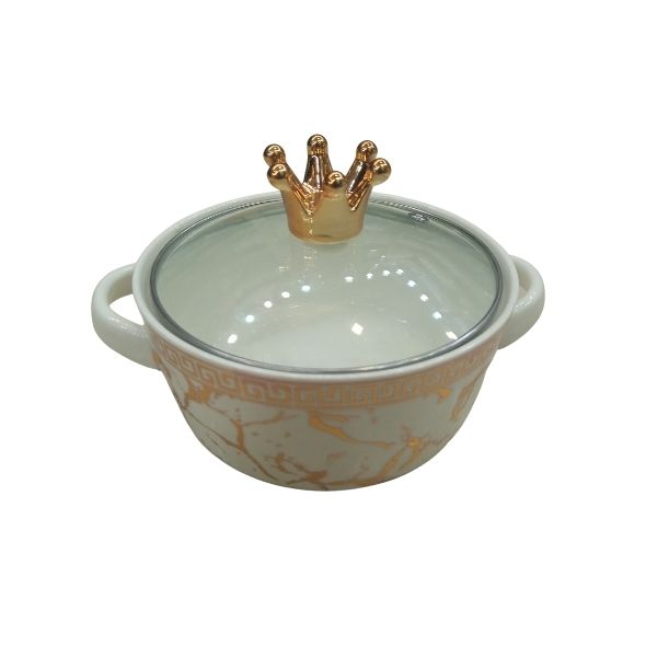 Porcelain Serving Pot With Glass Lid