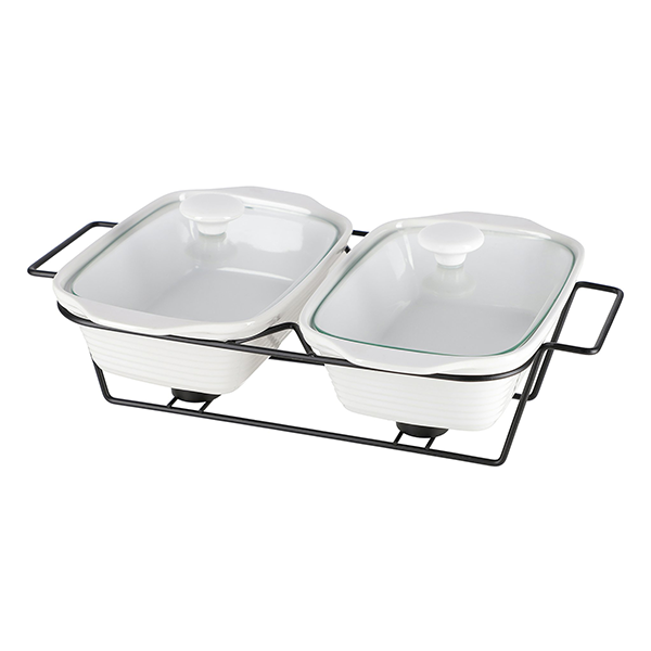 Brilliant Double Dish Warmer Rack Rectangle Casserole Dishes