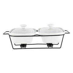 Brilliant Double Dish Warmer Rack Rectangle Casserole Dishes