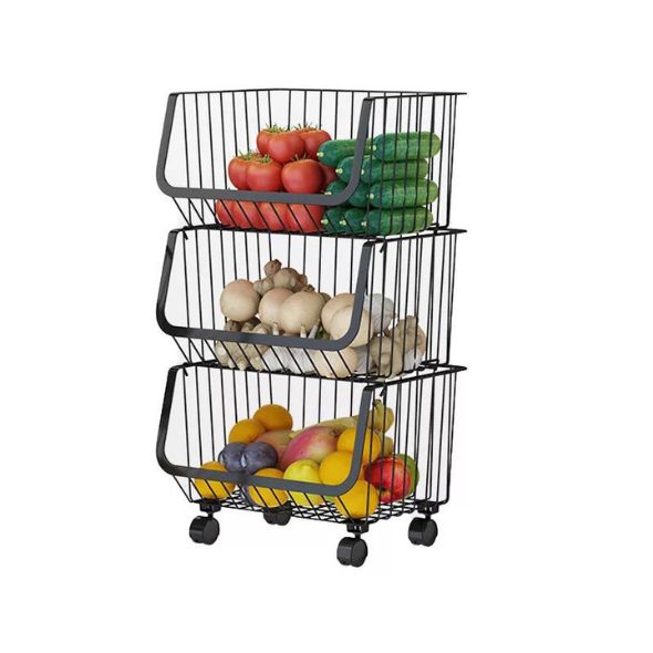 3 Tier Metal Wire Rack Trolley
