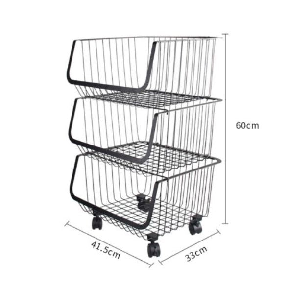 3 Tier Metal Wire Rack Trolley – Bakeware.pk