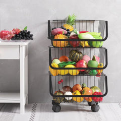 3 Tier Metal Wire Rack Trolley