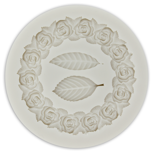 Silicone Fondant Mold 2 Leaves & Roses - bakeware bake house kitchenware bakers supplies baking