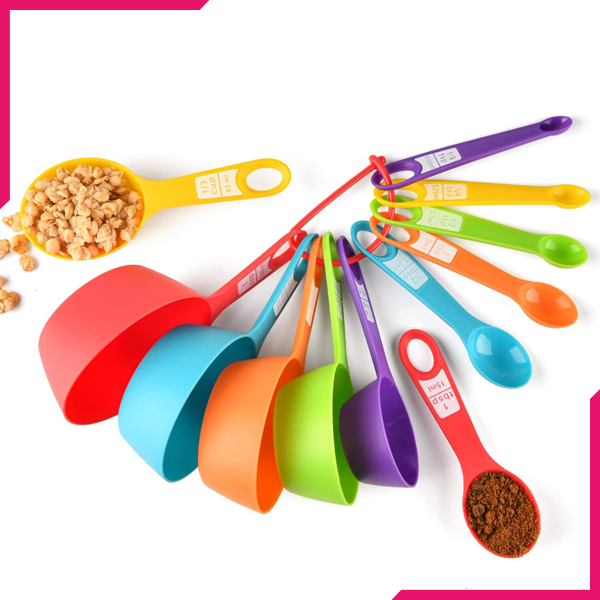 Colourful Measuring Cup & Spoon Set 12 pcs - bakeware bake house kitchenware bakers supplies baking
