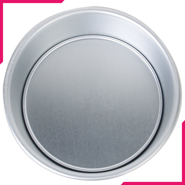Cake Pan Silver Removable Lid 7in x 2.5in - bakeware bake house kitchenware bakers supplies baking