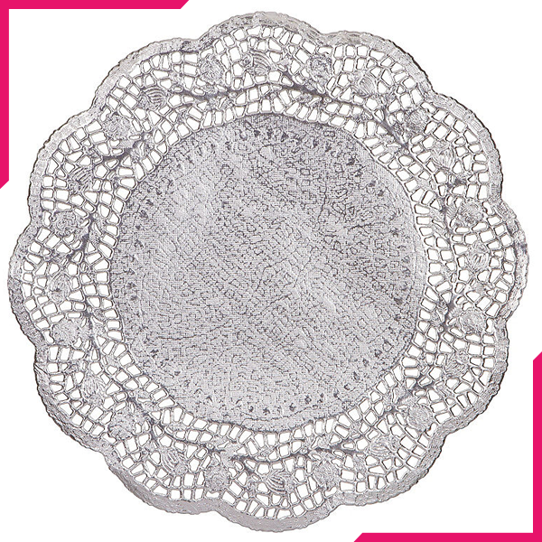 Doilies Baking Paper Mat Silver 4" 10cm - bakeware bake house kitchenware bakers supplies baking