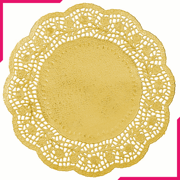 Doilies Baking Paper Mat Golden 4.5" 11.4cm - bakeware bake house kitchenware bakers supplies baking