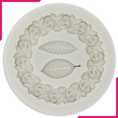 Silicone Fondant Mold 2 Leaves & Roses - bakeware bake house kitchenware bakers supplies baking