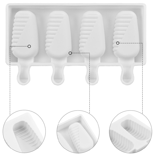 Ice Cream Popsicle Silicone Mold 4 Cavity - bakeware bake house kitchenware bakers supplies baking