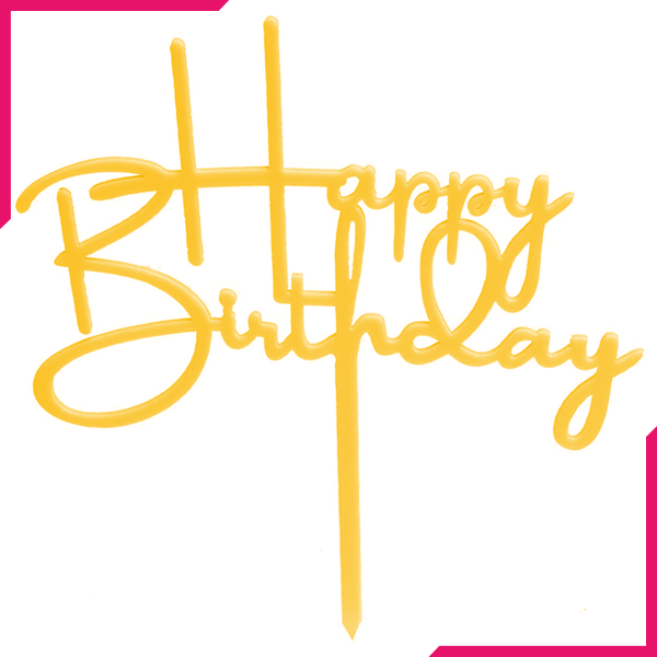 Happy Birthday Cake Topper Golden - bakeware bake house kitchenware bakers supplies baking