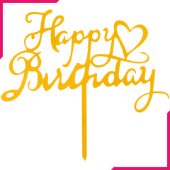 Happy Birthday Cake Topper Heart - bakeware bake house kitchenware bakers supplies baking
