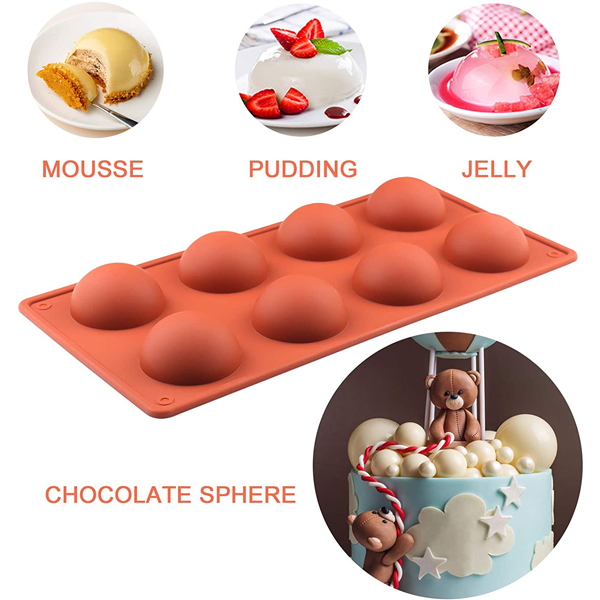 Silicone Mold Half Sphere 8 Cavity - bakeware bake house kitchenware bakers supplies baking
