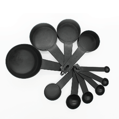 Measuring Cups and Spoons Set Black - bakeware bake house kitchenware bakers supplies baking