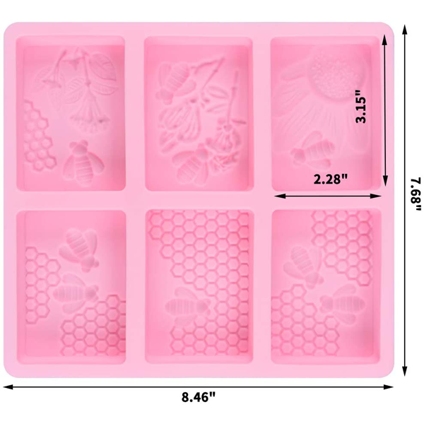 Rectangle Silicone Mold Flower Bee Honeycumb - bakeware bake house kitchenware bakers supplies baking