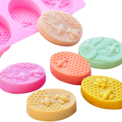 Oval Silicone Mold Flower Bee Honeycumb - bakeware bake house kitchenware bakers supplies baking
