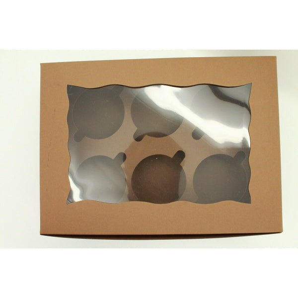 Brown Cupcake Box - 6 Cavity - bakeware bake house kitchenware bakers supplies baking