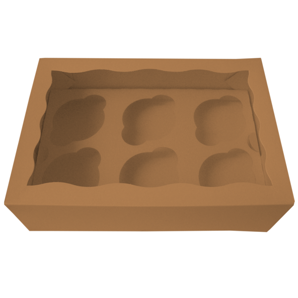 Brown Cupcake Box - 6 Cavity - bakeware bake house kitchenware bakers supplies baking