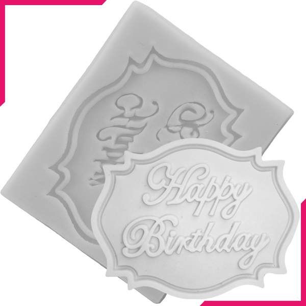 Silicone Happy Birthday Frame Mold - bakeware bake house kitchenware bakers supplies baking