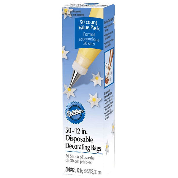 Wilton Disposable Decorating Bags 12in. - 50 Bags - bakeware bake house kitchenware bakers supplies baking