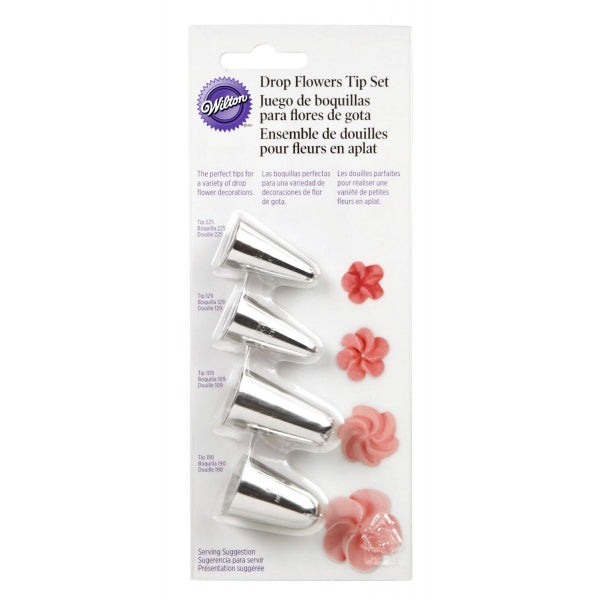 Wilton Drop Flower Tip Set - 4pcs - bakeware bake house kitchenware bakers supplies baking