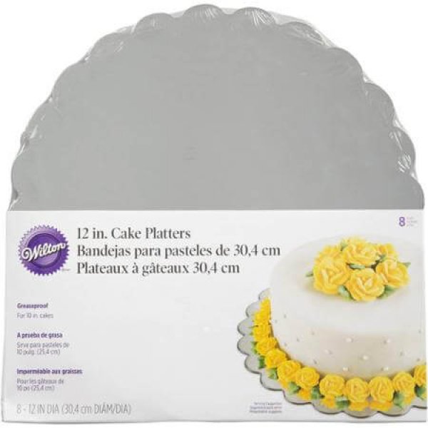 Wilton Round Silver Cake Platter 12 in. - bakeware bake house kitchenware bakers supplies baking