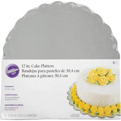 Wilton Round Silver Cake Platter 12 in. - bakeware bake house kitchenware bakers supplies baking