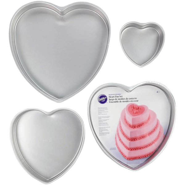 Wilton Decorator Preferred Heart Pan Set - 4pcs - bakeware bake house kitchenware bakers supplies baking