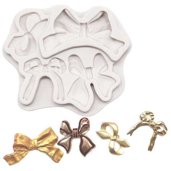 Silicone Mold Bow & Ribbon 4 Cavity - bakeware bake house kitchenware bakers supplies baking