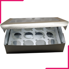 Silver Cupcake Box - 12 cupcakes - bakeware bake house kitchenware bakers supplies baking