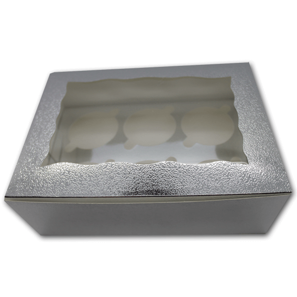 Silver Cupcake Box - 6 Cavity - bakeware bake house kitchenware bakers supplies baking