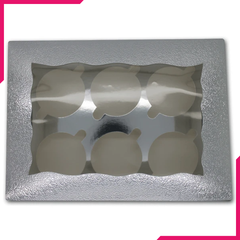 Silver Cupcake Box - 6 Cavity - bakeware bake house kitchenware bakers supplies baking