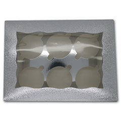 Silver Cupcake Box - 6 Cavity - bakeware bake house kitchenware bakers supplies baking