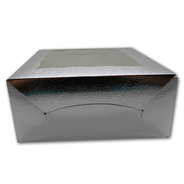 Silver Cupcake Box - 4 cupcakes - bakeware bake house kitchenware bakers supplies baking