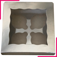 Silver Cupcake Box - 4 cupcakes - bakeware bake house kitchenware bakers supplies baking