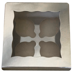 Silver Cupcake Box - 4 cupcakes - bakeware bake house kitchenware bakers supplies baking